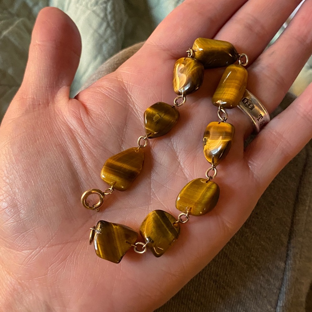 12K Gold-Filled Tiger's Eye Beaded Bracelet